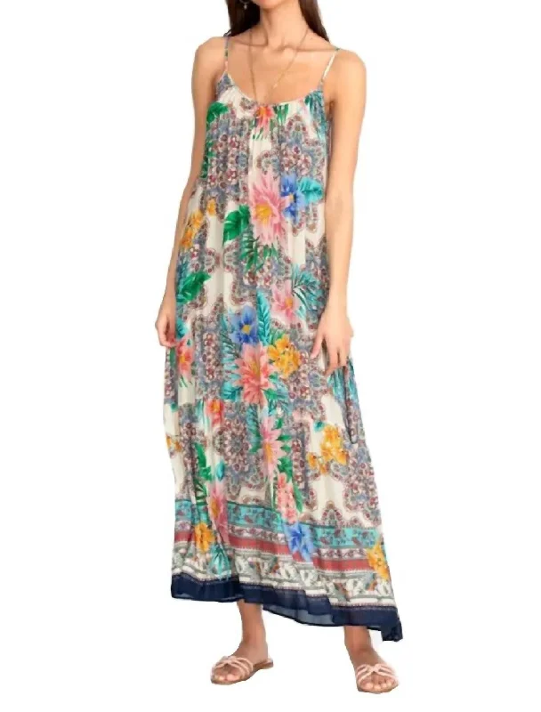 Maxi dress with floral applique-Hosta Maxi Dress in Multi