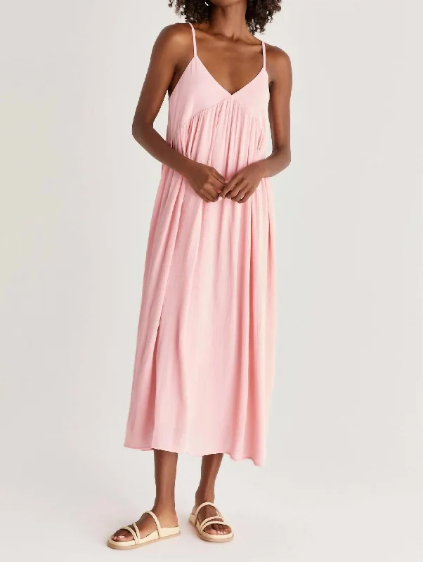 Drawstring waist midi dress-Atlas Midi Dress in Guava