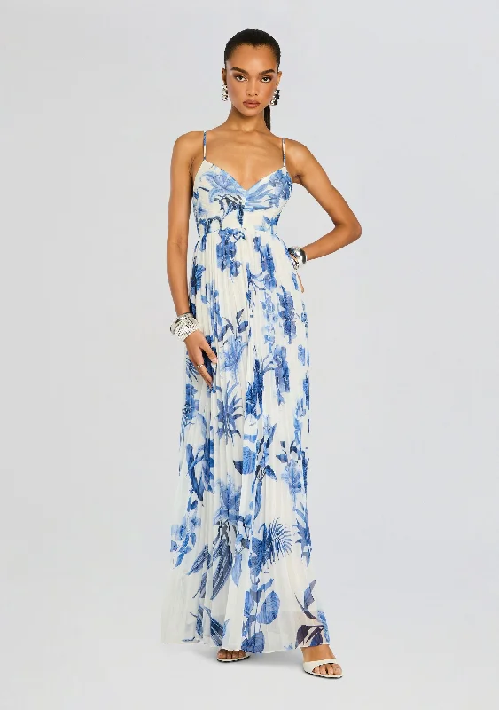 Lace maxi dress-Gabi Pleated Maxi Dress