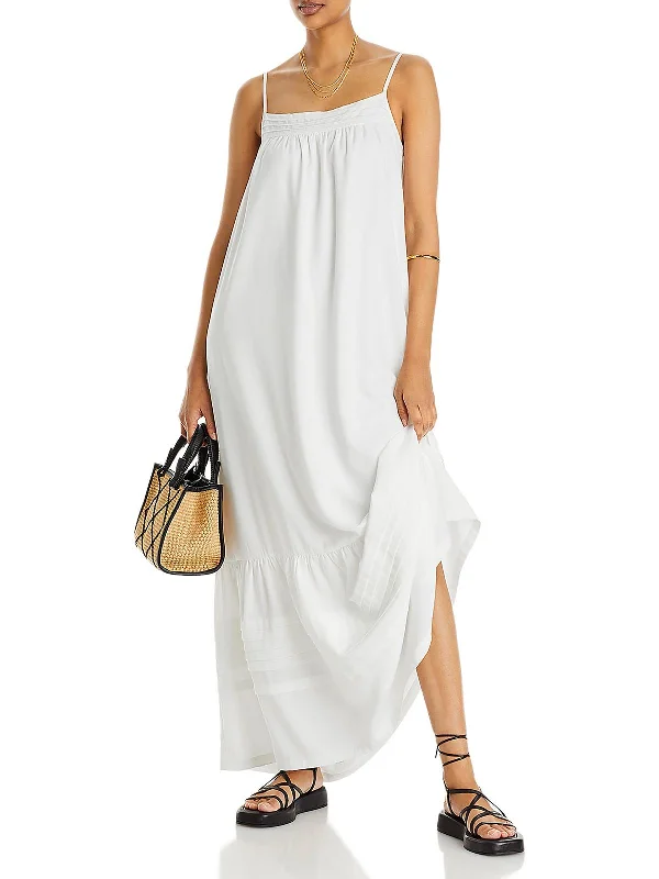 Maxi dress with high-low hem-Womens Tank Scoop Neck Maxi Dress