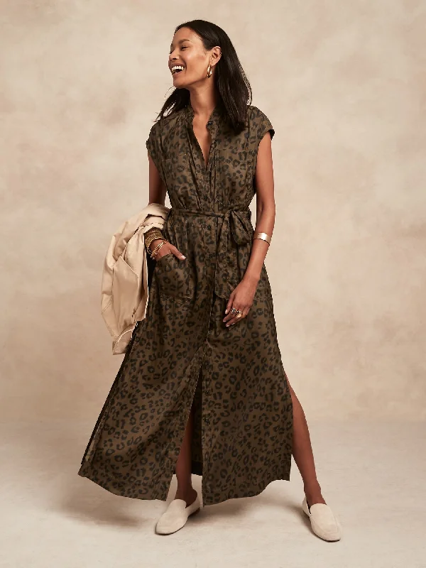 Chic maxi dress for events-Ravina Maxi Shirt Dress