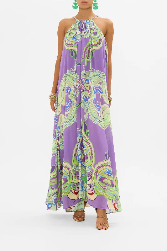 Maxi dress with bubble hem-TRAPEZE MAXI DRESS AMSTERDAM JEWEL