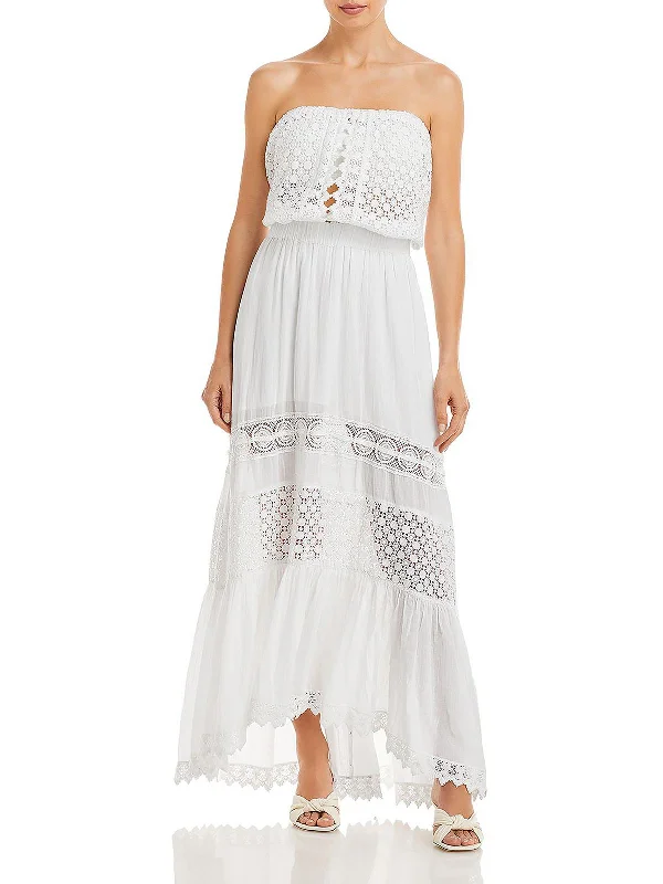 Maxi dress with keyhole neckline-Kate Womens Crochet Blouson Maxi Dress