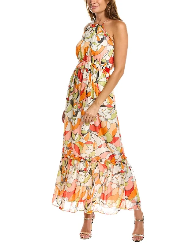 Maxi dress with pleated skirt-BCBGeneration Halter Tiered Maxi Dress