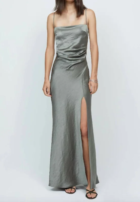 Maxi dress with trumpet sleeves-Nadia Maxi Dress In Dark Olive