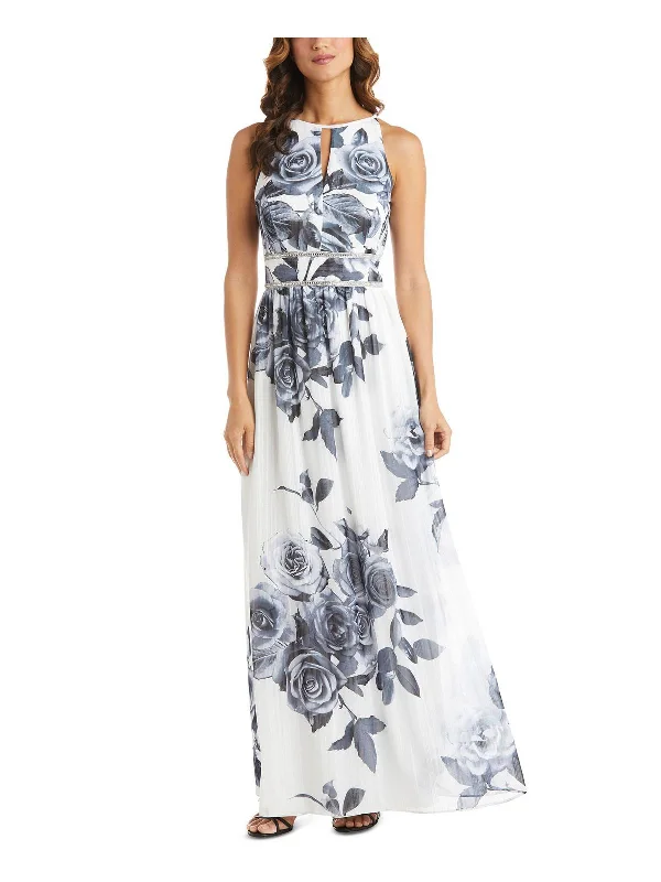 Velvet maxi dress-Petites Womens Floral Maxi Evening Dress