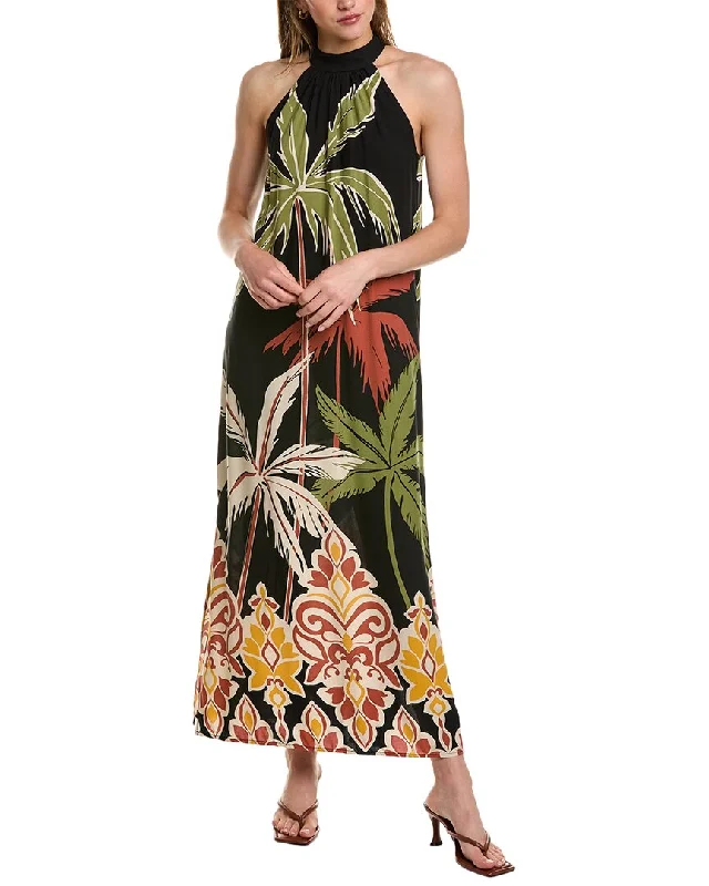 Maxi dress with statement sleeves-Vince Camuto Halter Sleeveless Maxi Dress