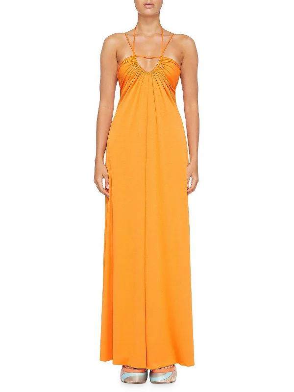 Ruffle maxi dress-Hayes Womens Ruched Open Back Maxi Dress