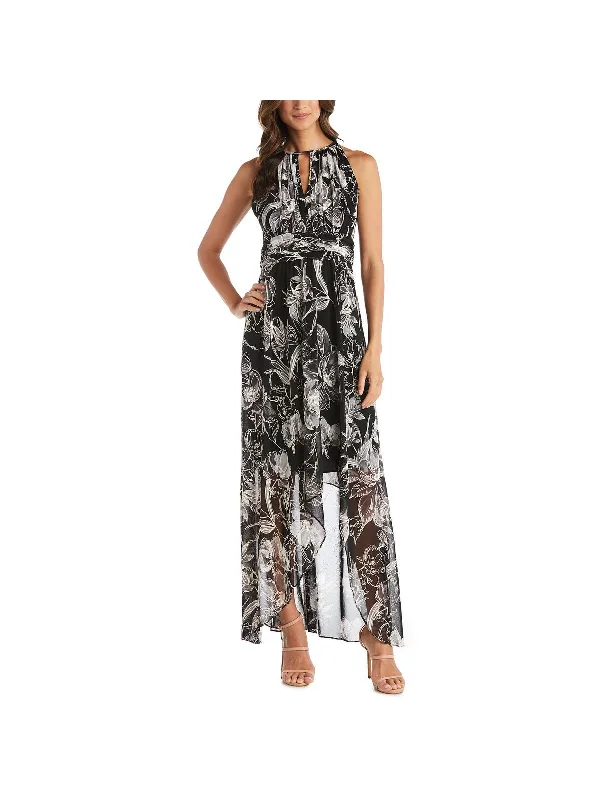 Maxi dress with wrap design-Petites Womens Floral Hi-Low Maxi Dress