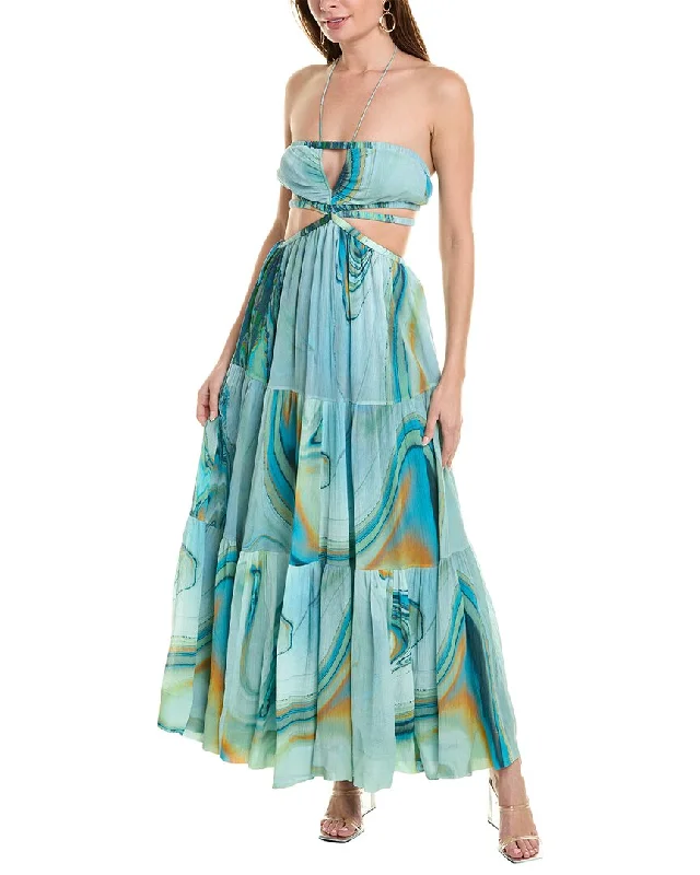 Elegant evening maxi dress-SIMKHAI Shailene Laurel Silk-Blend Maxi Dress