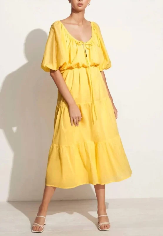 Wrap maxi dress-Marloe Maxi Dress In Plain Lemon