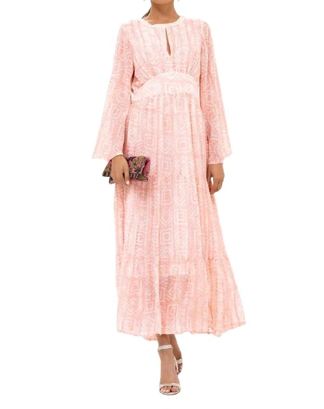 Chic maxi dress with tie back-Baloon Waisted Maxi Dress In Bali Pink