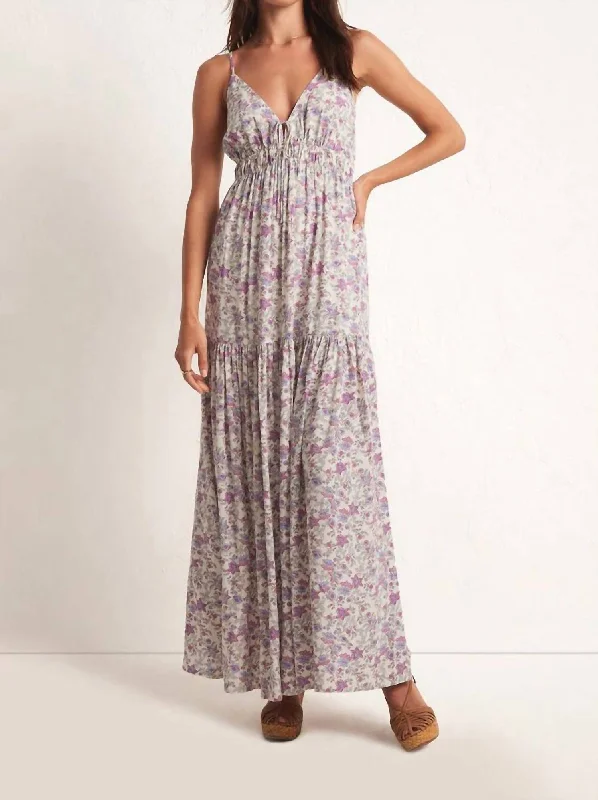 Tulle maxi dress-Lisbon Floral Maxi Dress In Sandstone