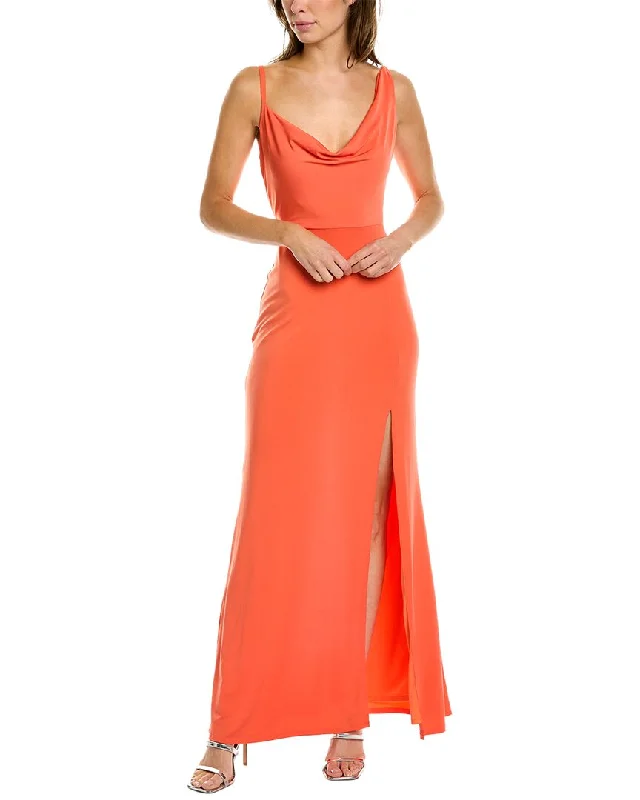 Maxi dress with bell cuffs-Laundry by Shelli Segal Cowl Maxi Dress