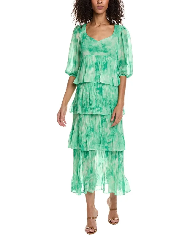 Maxi dress with feather trim-Taylor Printed Chiffon Maxi Dress