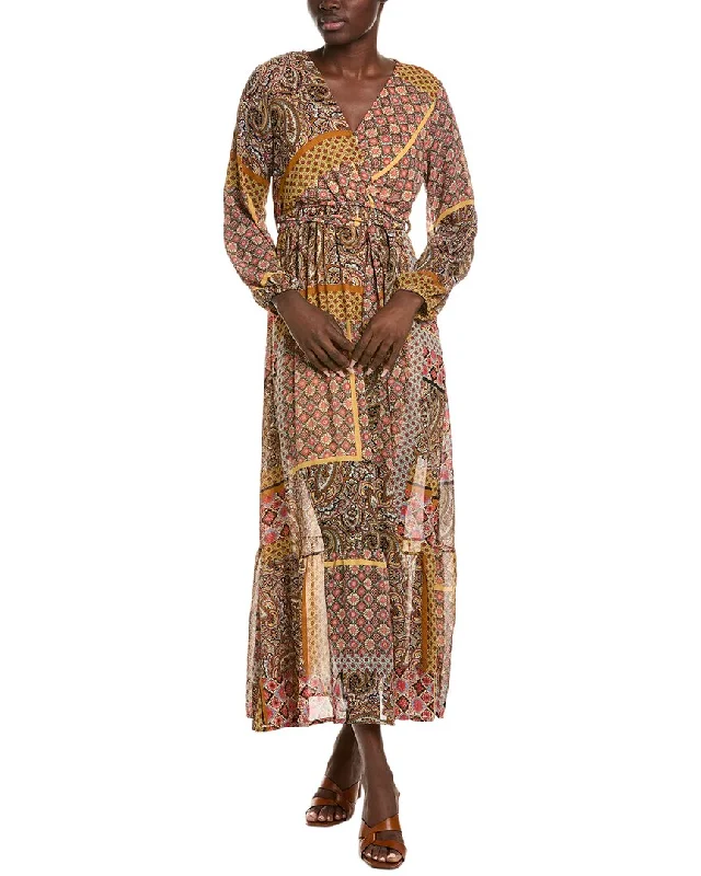 Metallic maxi dress-ANNA KAY Patches Silk-Blend Maxi Dress