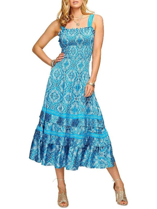 Summer midi dress-Womens Printed Calf Midi Dress