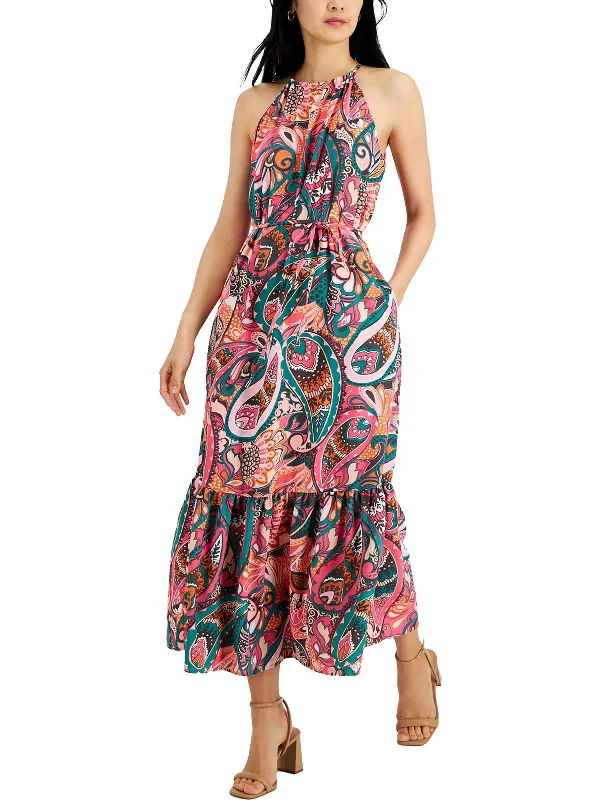 Maxi dress with shirred bodice-Womens Printed Long Maxi Dress