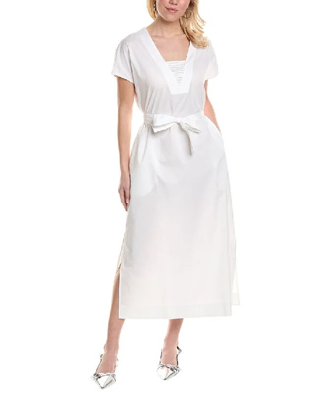 Maxi dress with tulip hem-Peserico womens  Maxi Dress, 44, White