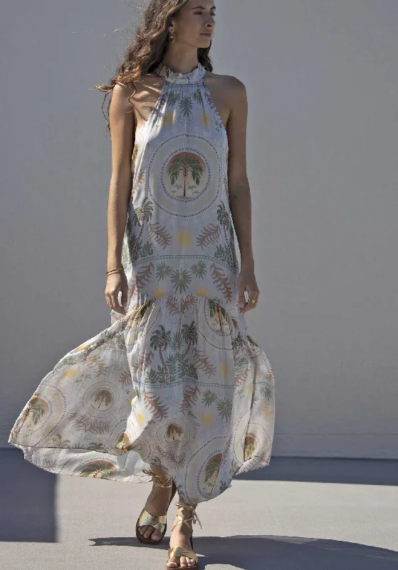 Wedding guest maxi dress-Sunshine Lover Halter Maxi Dress