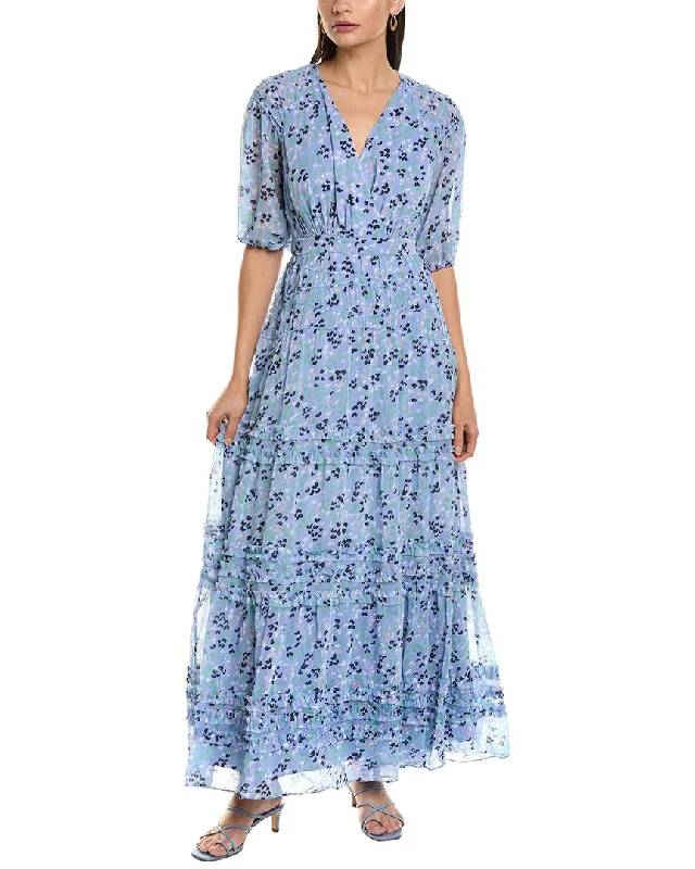 Maxi dress with crochet overlay-Ted Baker Puff Sleeve Smocked Detail Maxi Dress