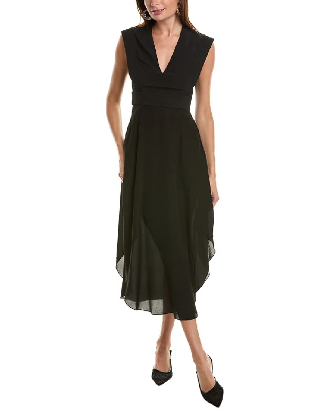 Maxi dress with pleated skirt-Stella McCartney Crepe Silk Maxi Dress