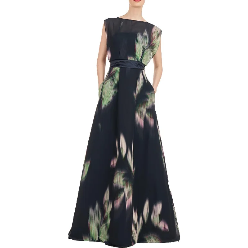 Maxi dress with sheer panels-Tess Womens Printed Maxi Evening Dress