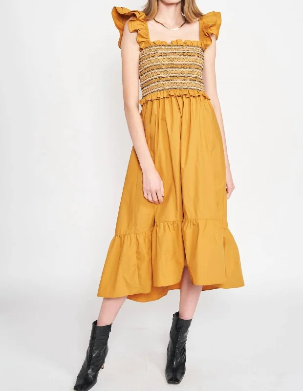 High fashion midi dress-Penelope Midi Dress in Marigold