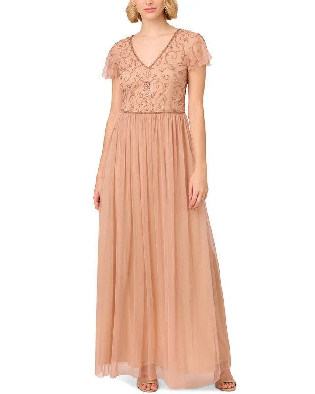 Wedding guest maxi dress-Adrianna Papell Beaded Bodice Long Dress