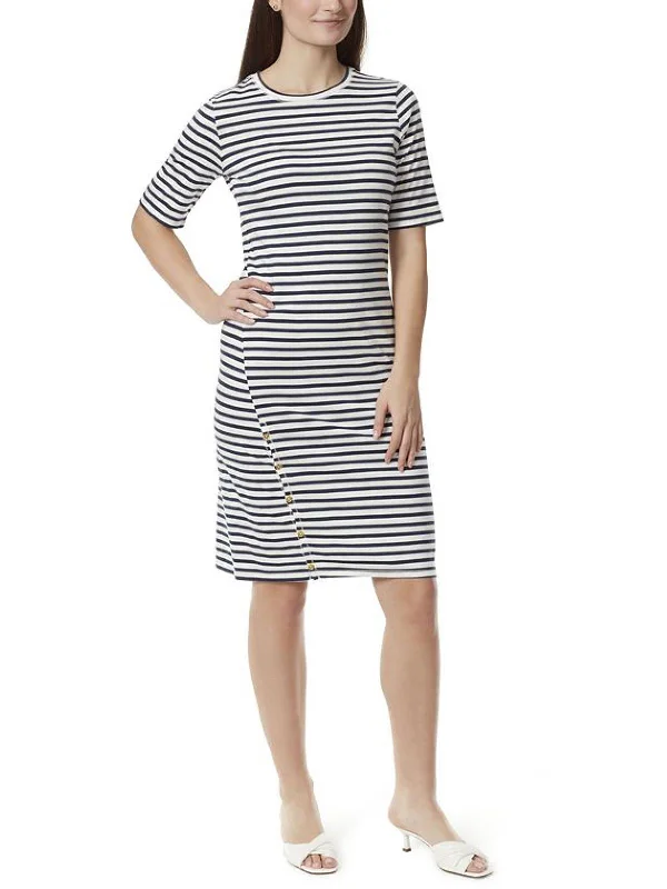 Sweetheart neckline midi dress-Womens Striped Midi T-Shirt Dress