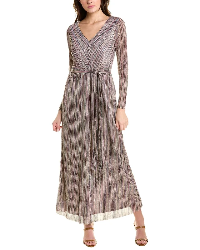 Maxi dress with crochet lace-Anne Klein Metallic Maxi Dress