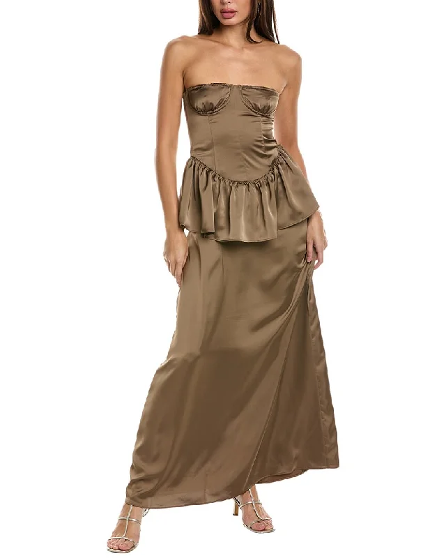 Maxi dress with trumpet hem-WeWoreWhat Strapless Corset Peplum Maxi Dress