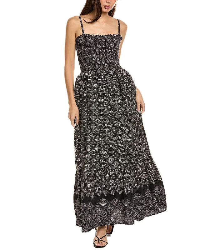 Maxi dress with high-low hem-Michael Stars Alejandra Smocked Maxi Dress