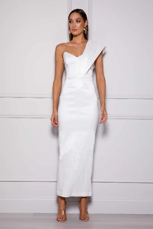 Maxi dress with faux wrap-Kaiya Maxi Dress - White