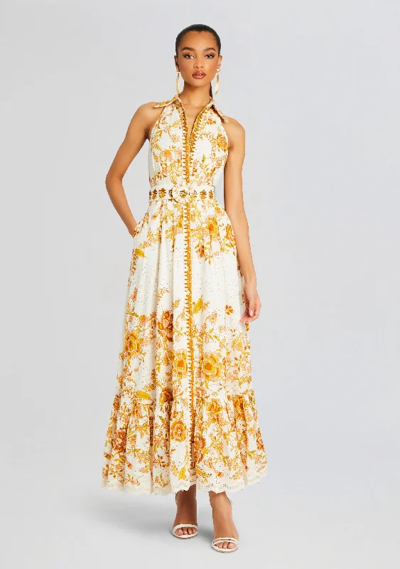 Maxi dress with floral applique-Tora Long Dress