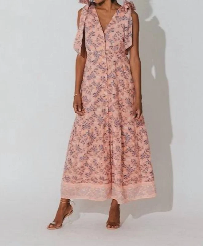 Maxi dress with embroidered bodice-Astrid Maxi Dress In Positano Floral