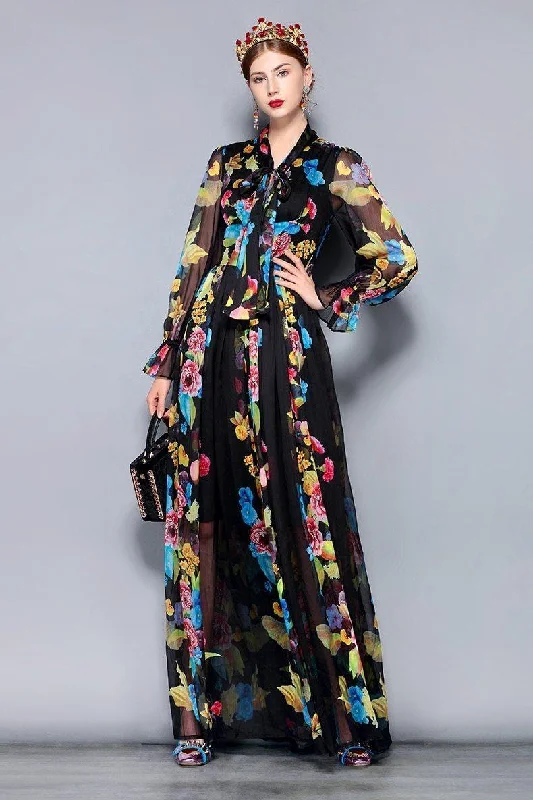 Maxi dress with bow detail-Hard To Forget Floral Maxi Dress