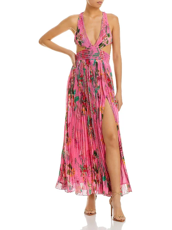 Maxi dress with tulip skirt-Womens Chiffon Long Maxi Dress