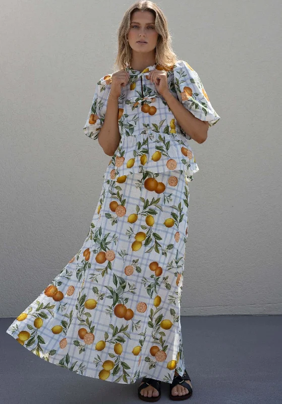 Elegant evening maxi dress-Tropical Picnic Maxi Skirt