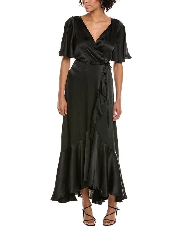 Maxi dress with sheer panels-Taylor Satin Yoryu Maxi Dress