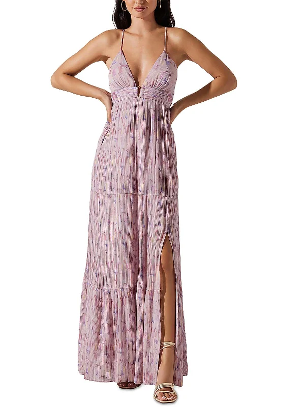 Floral print maxi dress-Minari Womens Chiffon Long Maxi Dress