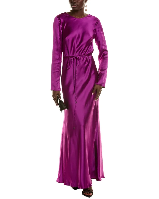 Maxi dress with tulip hem-ML Monique Lhuillier Marie Satin Maxi Dress