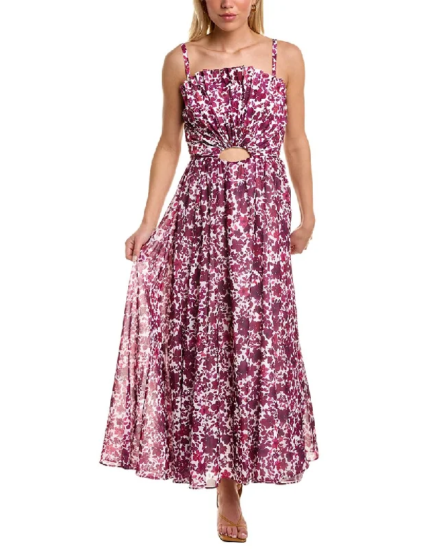 Maxi dress with high split-AMUR Destinee Fan Bodice Maxi Dress