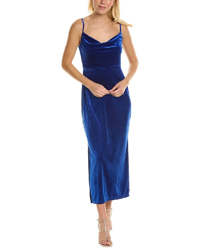 Off-shoulder maxi dress-Taylor Stretch Velvet Maxi Dress