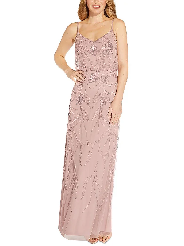 Maxi dress with a slit-Womens Sequined Maxi Evening Dress