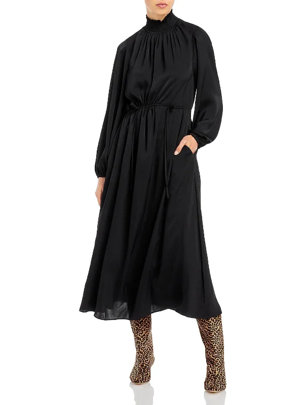 Modern design midi dress-Roseanne Womens Bishop Sleeve Long Midi Dress