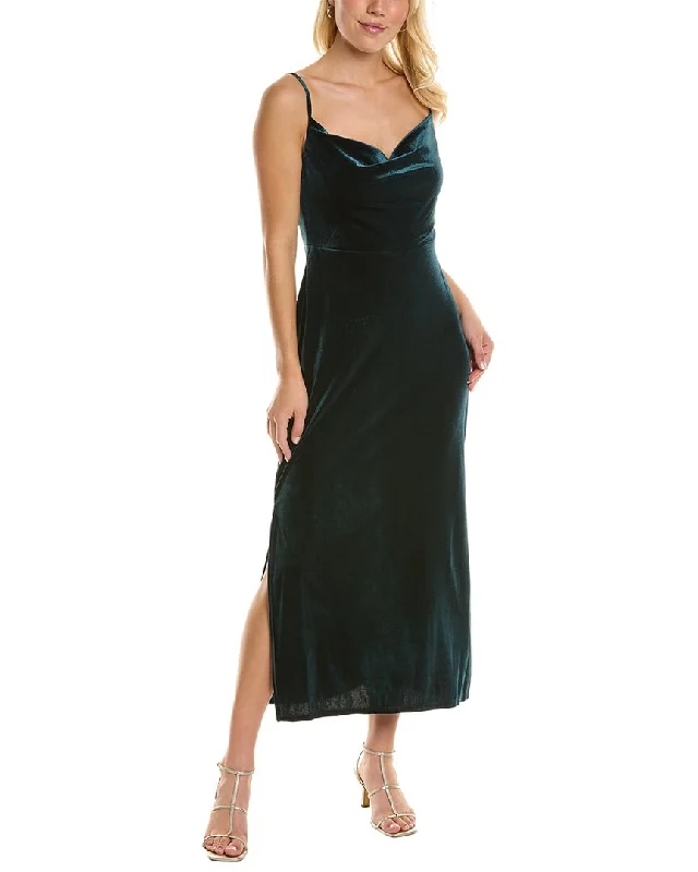 Maxi dress with cowl neck-Taylor Stretch Velvet Maxi Dress