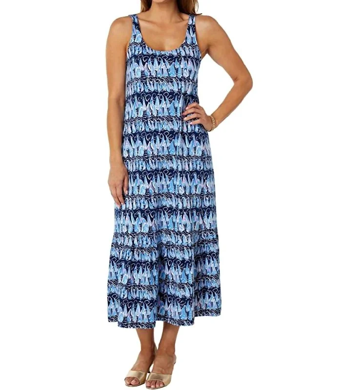 Animal motif midi dress-Martins Midi Dress in Sails And Stripes