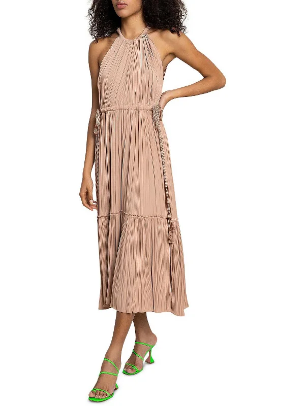 Elegant evening maxi dress-Ella Womens Side Tie Long Halter Dress