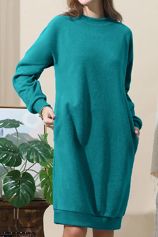 Maxi dress with statement sleeves-HIGH NECK HALF ZIP UP LONG FLEECE SWEATSHIRTS PULLOVER